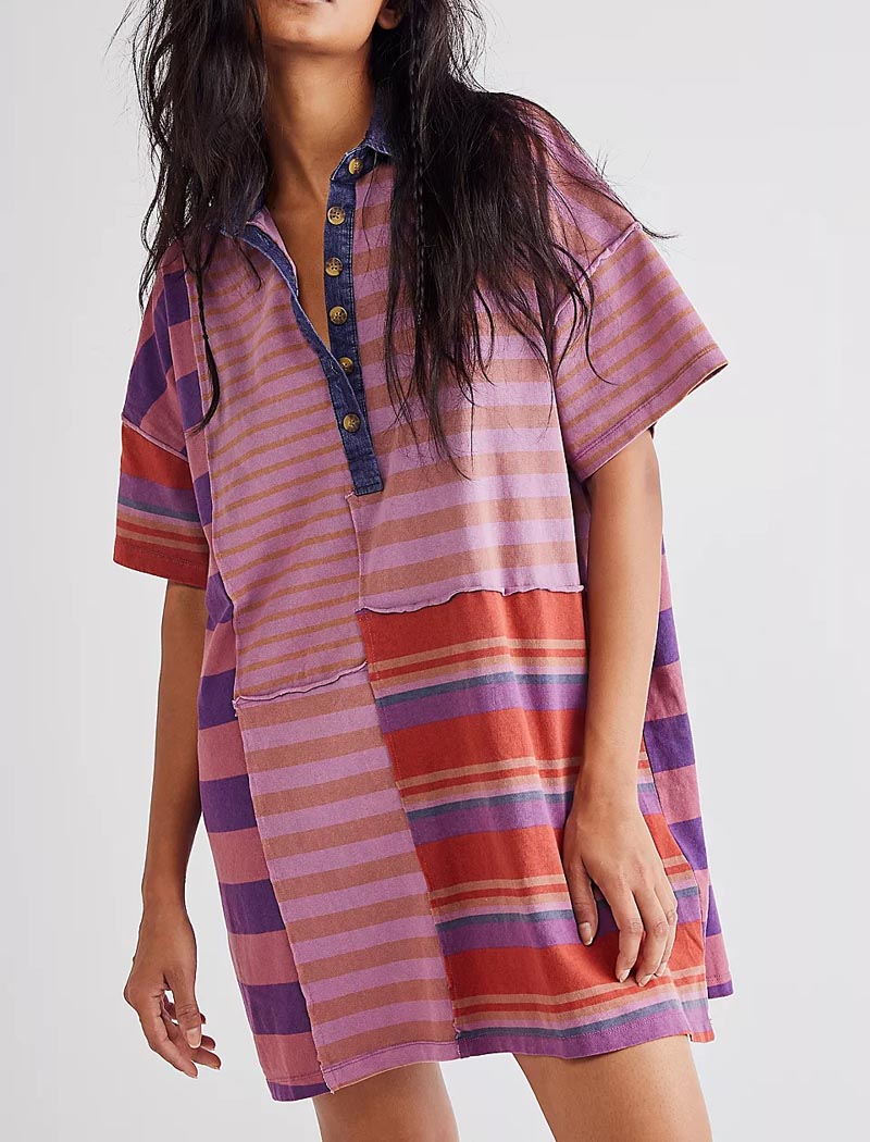 Striped Patchwork Oversized Mini Dress
