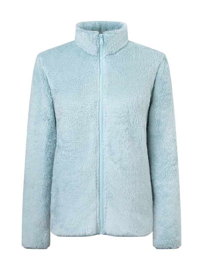Fleece Zip-Up Jacket with Stand Collar