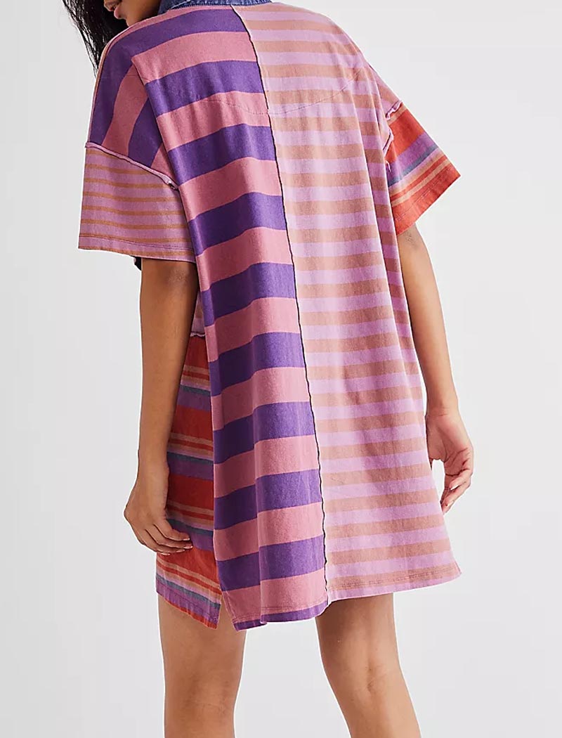 Striped Patchwork Oversized Mini Dress