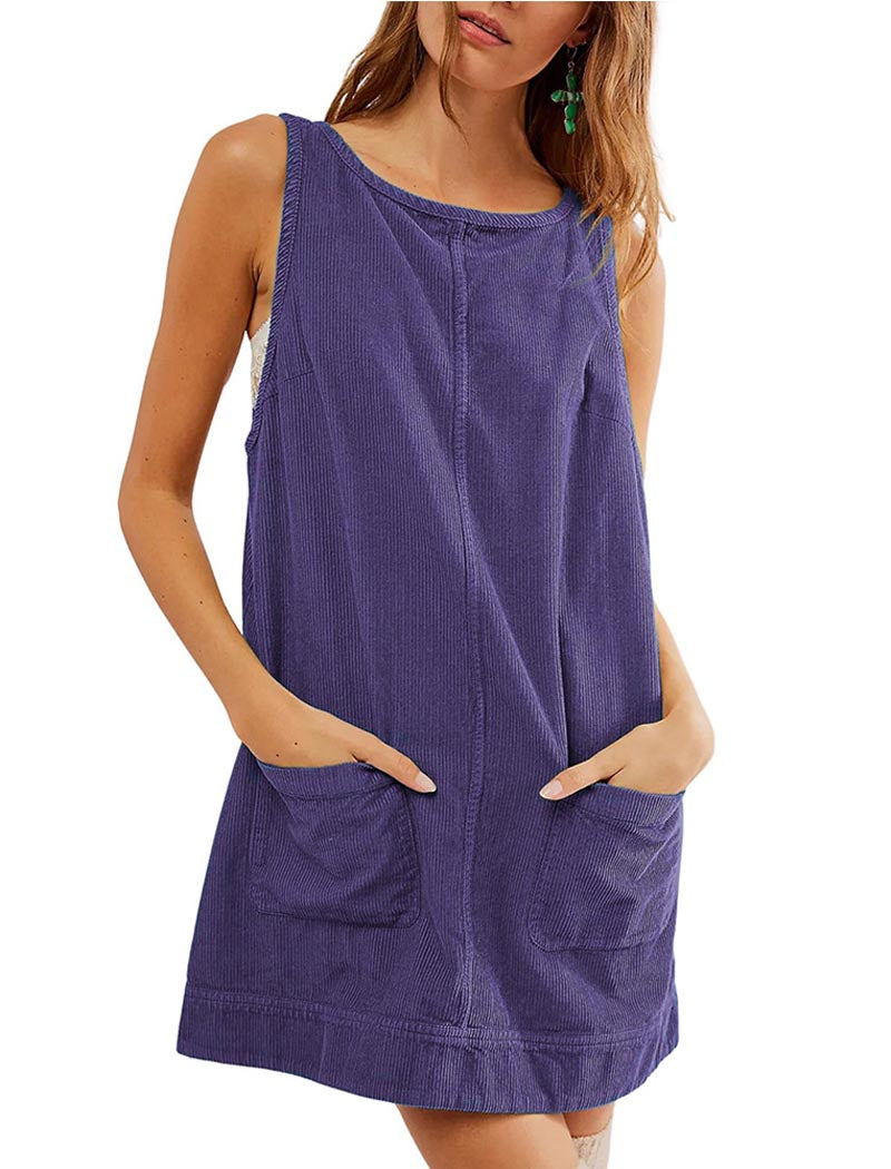Sleeveless Corduroy Mini Dress