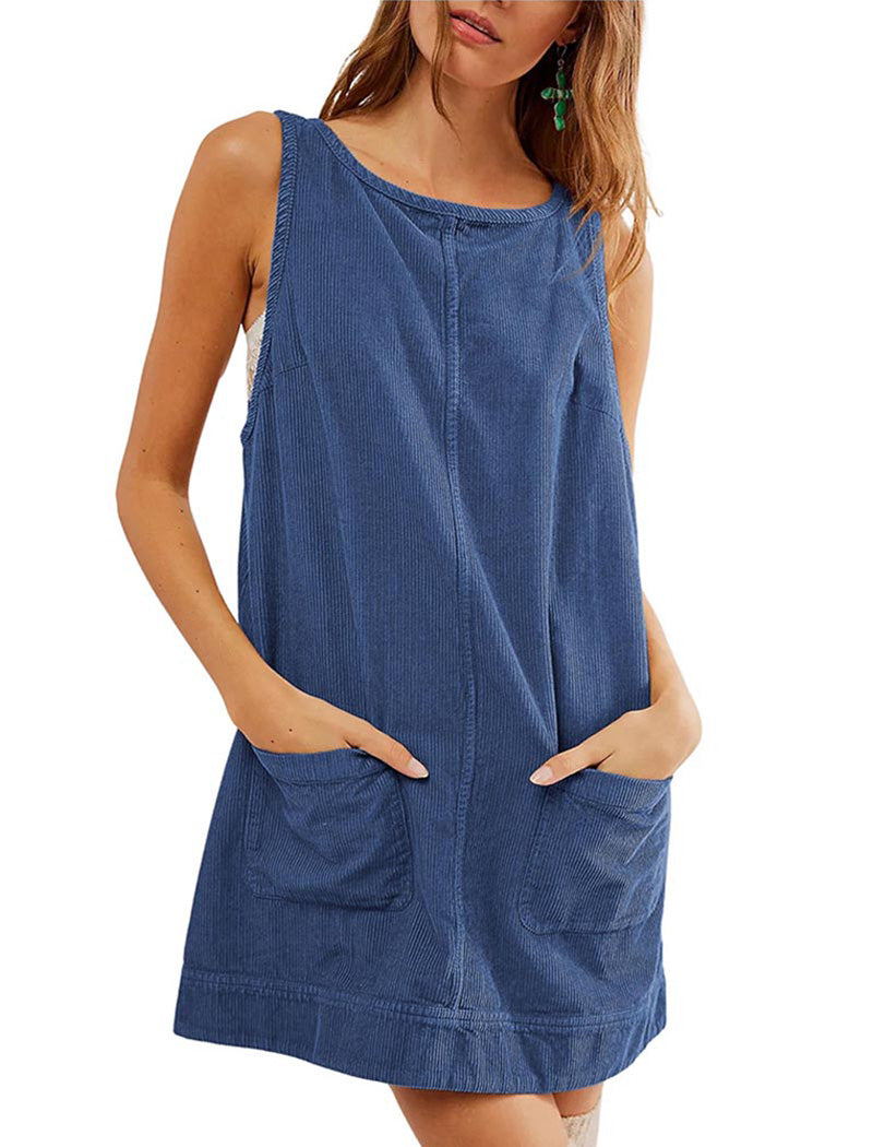Sleeveless Corduroy Mini Dress