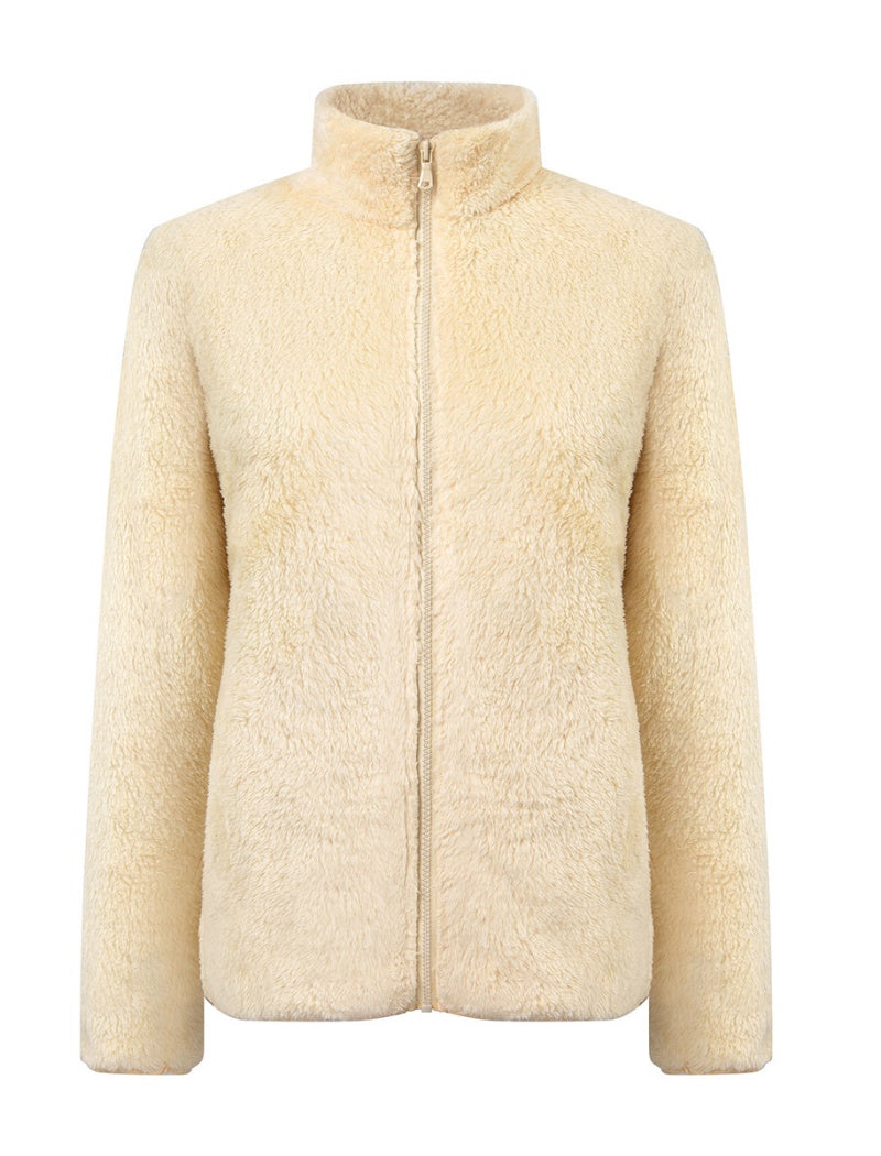 Fleece Zip-Up Jacket with Stand Collar