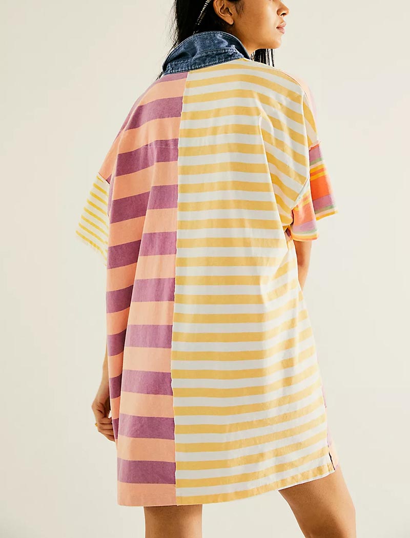 Striped Patchwork Oversized Mini Dress