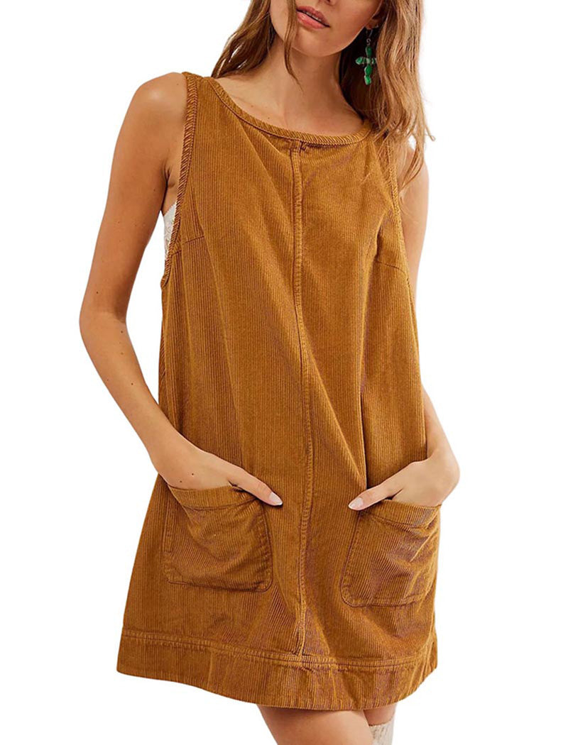 Sleeveless Corduroy Mini Dress