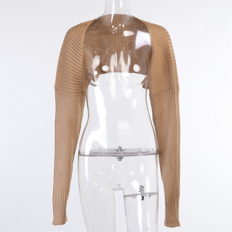 Ribbed Knit Arm Warmer Bolero