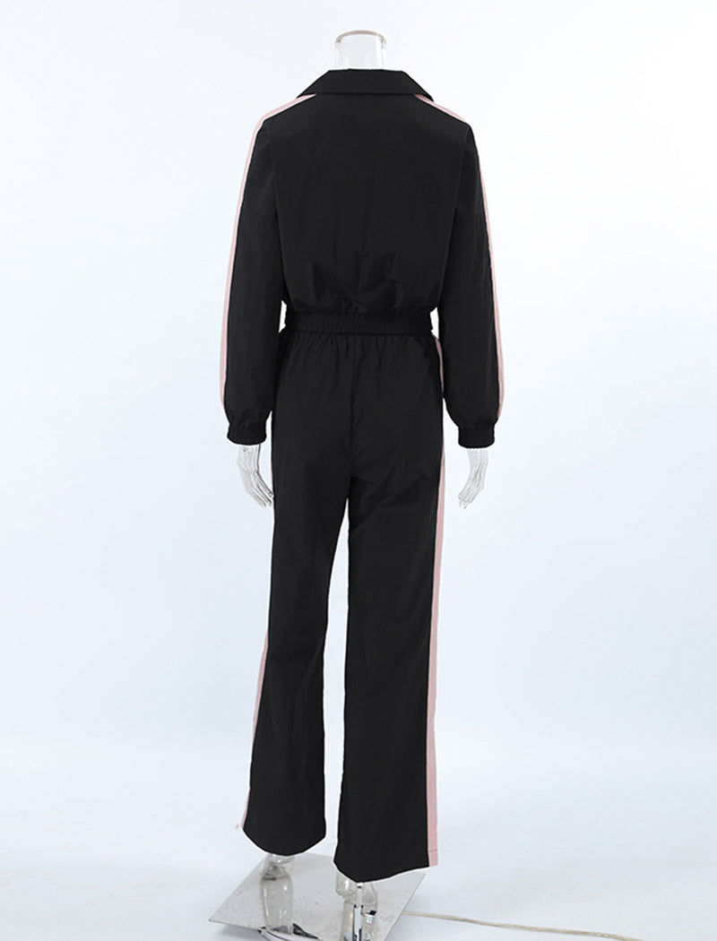 Color-Block Sporty Jacket and Pants Set