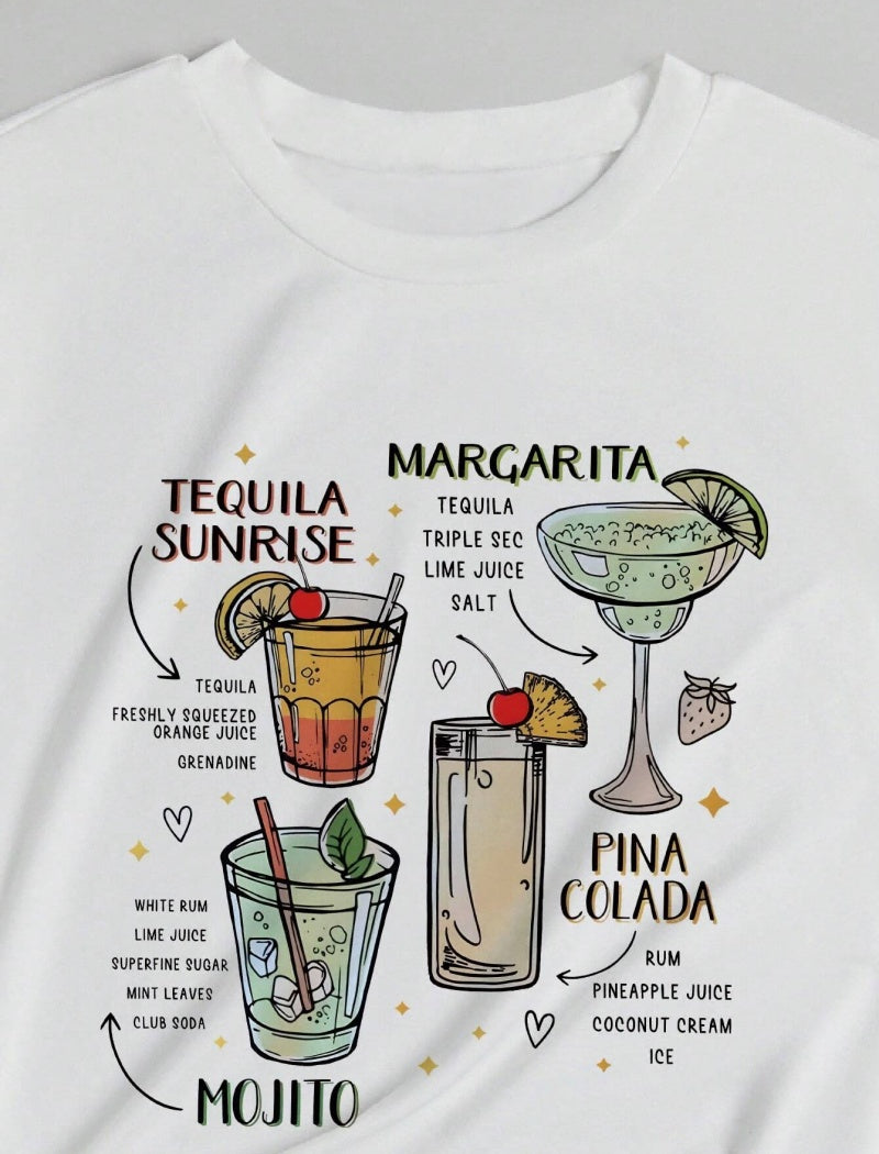 Printed Letter Loose-Fit Short Sleeve Tee