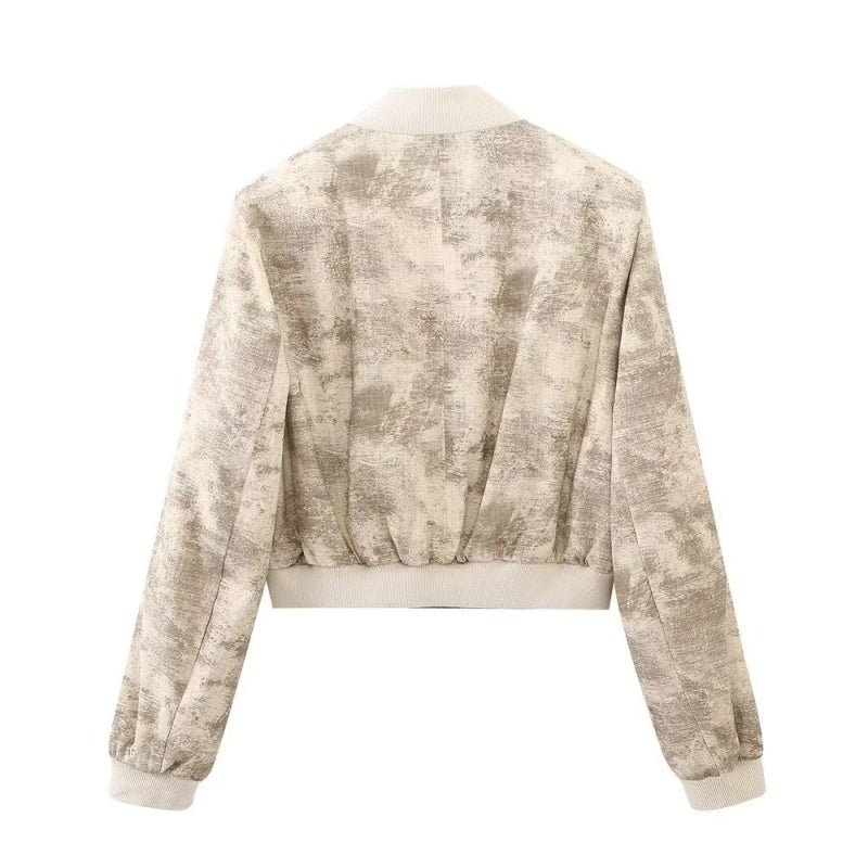 Cropped Textured Zip-Up Jacket