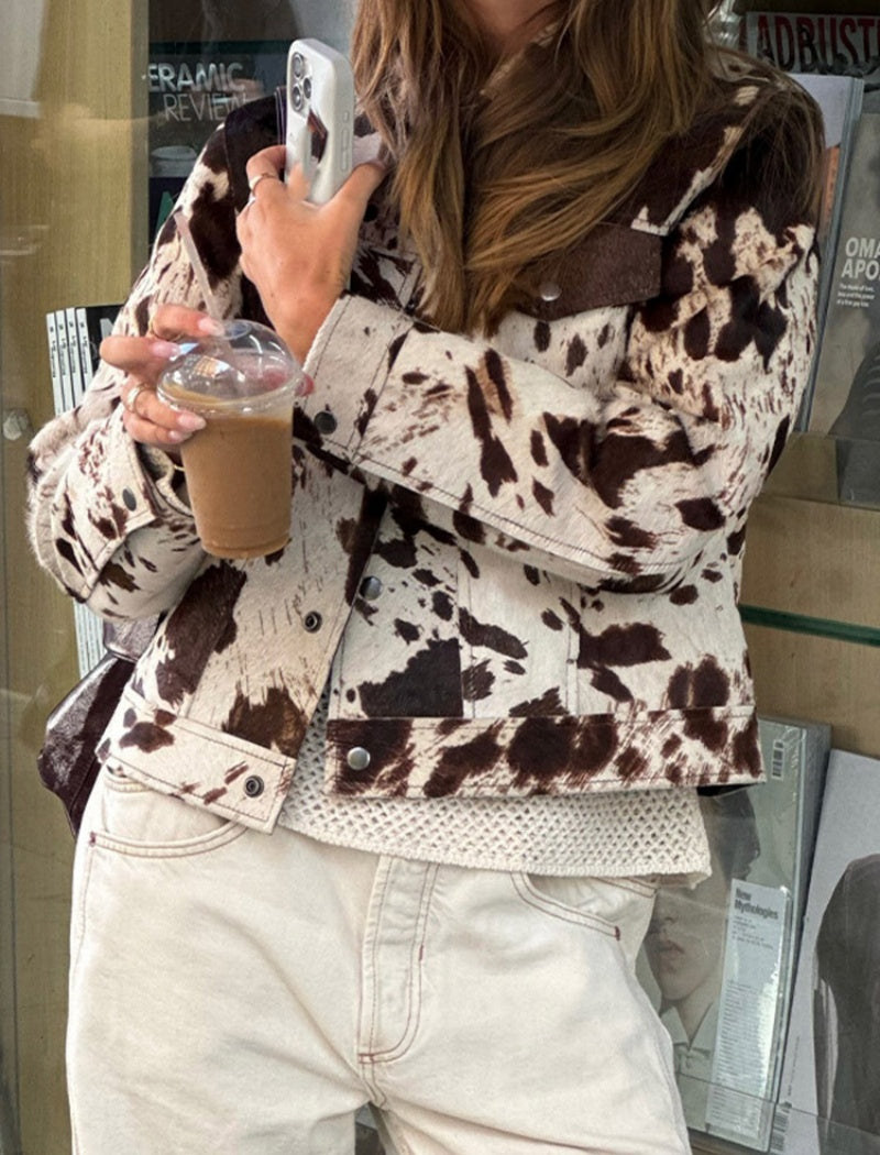 Collared Casual Printed Shirt Jacket