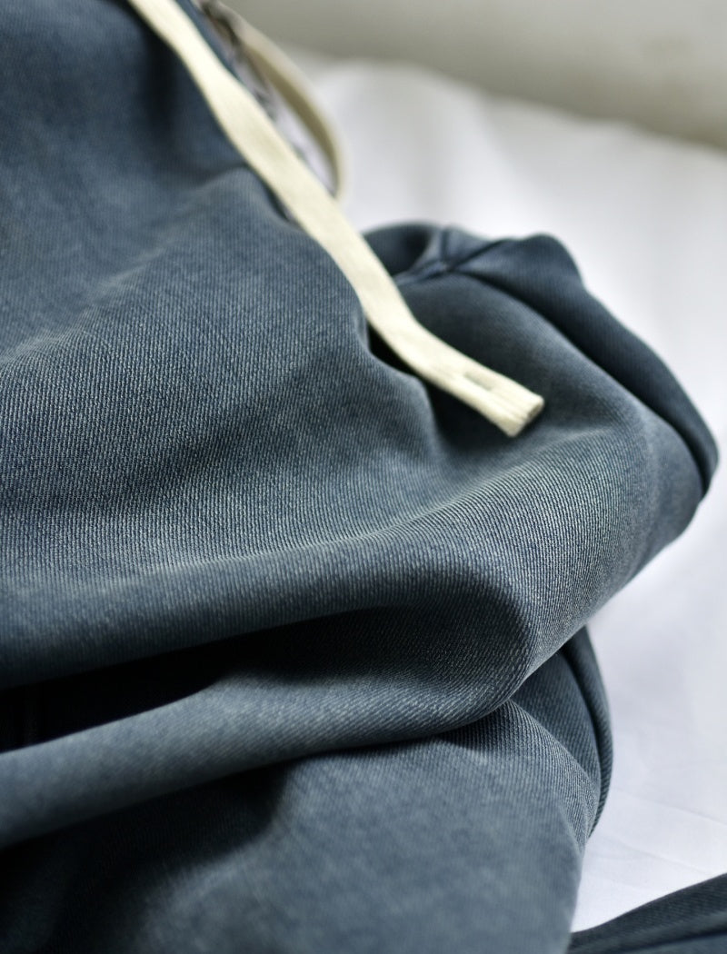 Wide-Leg Denim Drawstring Pants