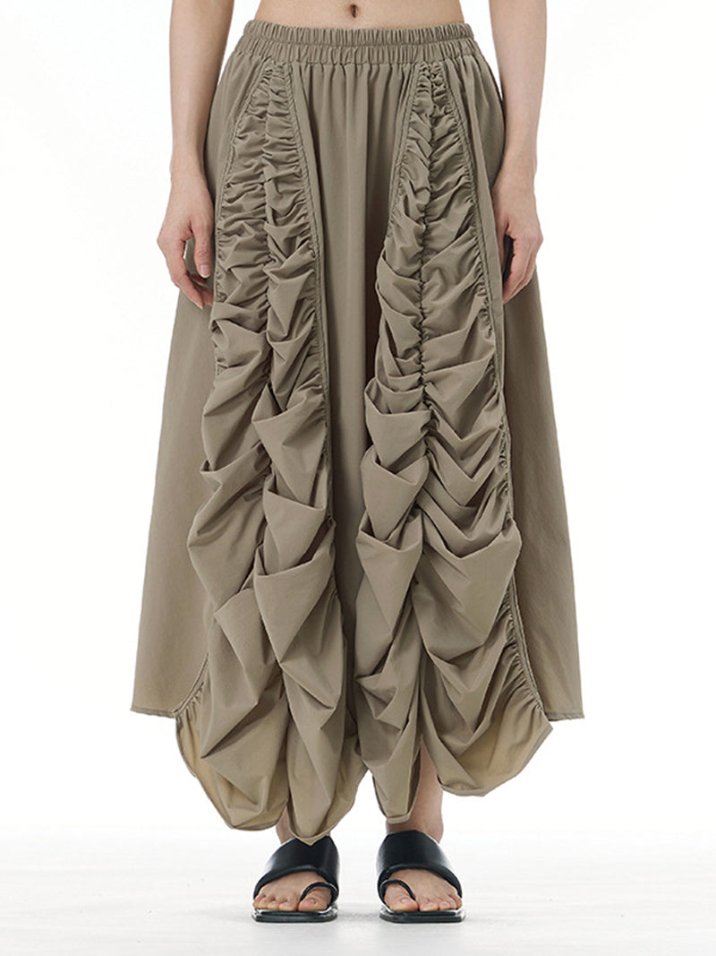 Ruched High-Waist Maxi Skirt
