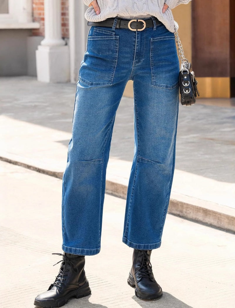 Relaxed Fit Wide-Leg Patch Jeans