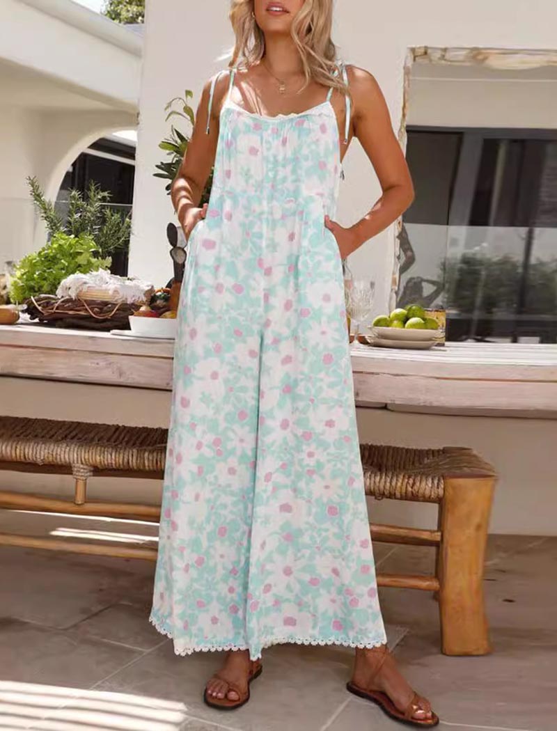 Wide-Leg Floral Cami Jumpsuit