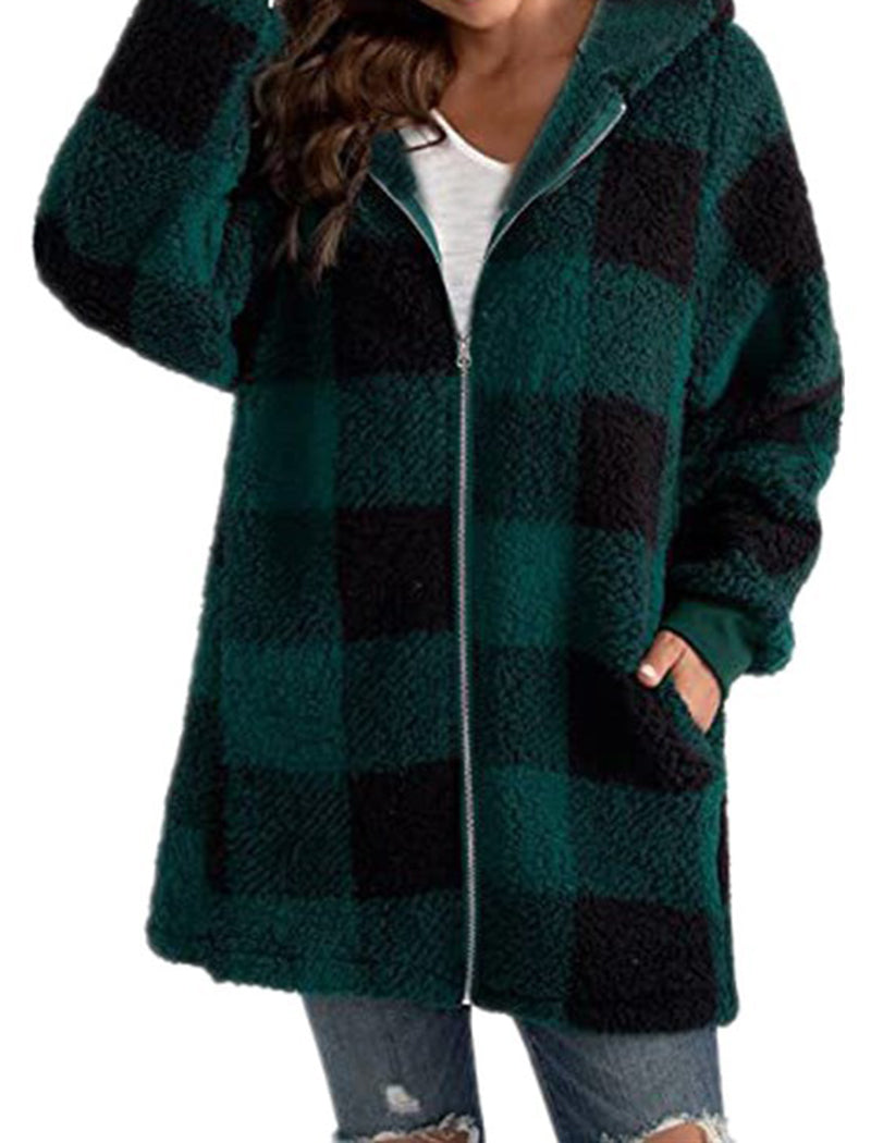 Oversized Plaid Sherpa Jacket