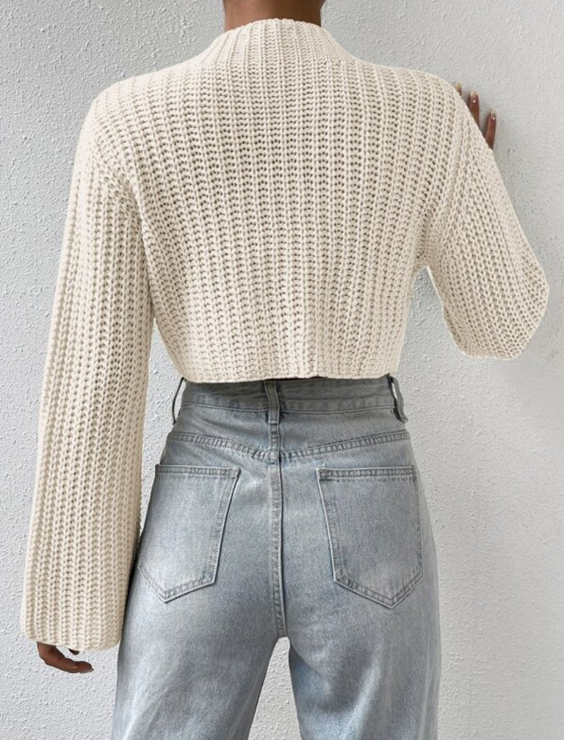 High-Waisted Short Bell Sleeve Sweater