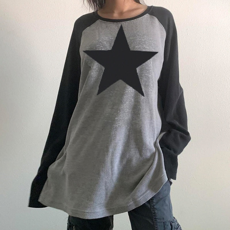 Star Print Long Sleeve Top