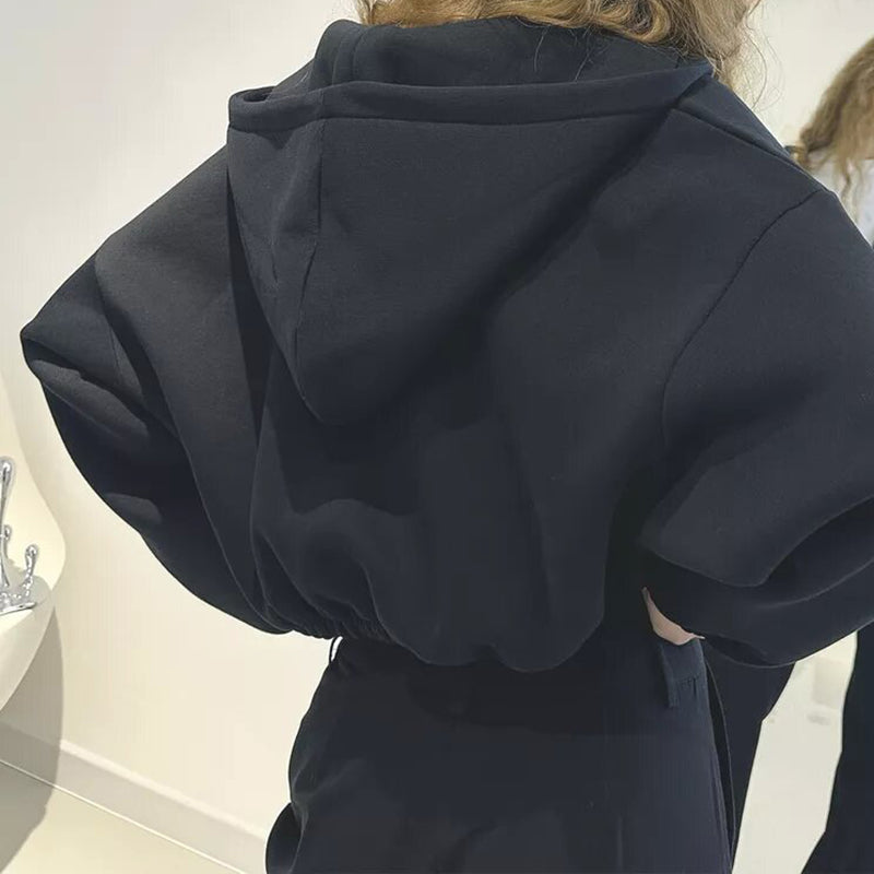 Cropped Zip-Up Hoodie