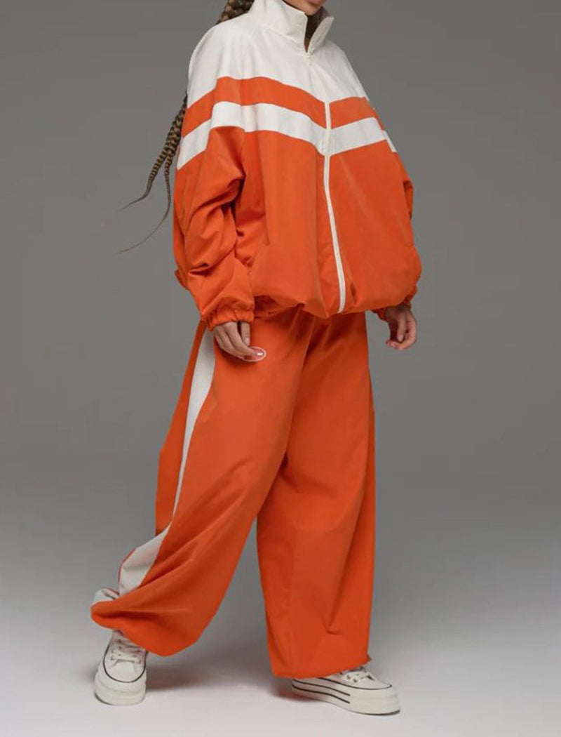 Striped Color-Block Jacket and Jogger Set