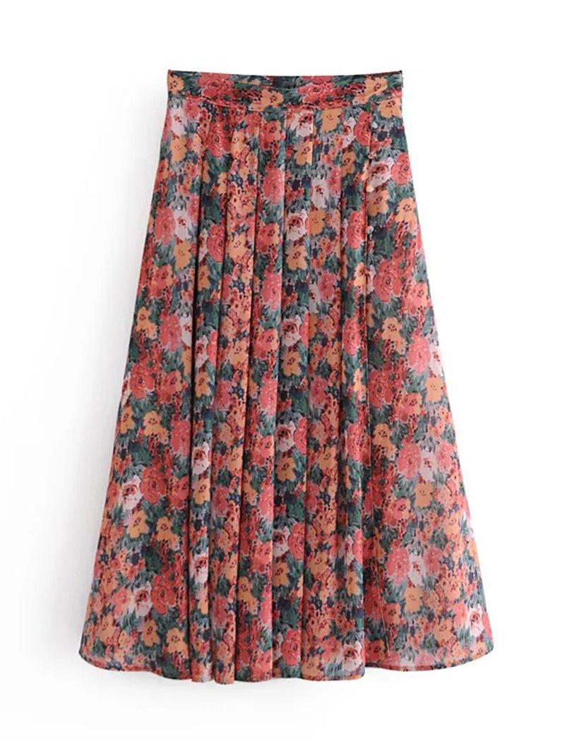 High-Waisted Slit Long Skirt