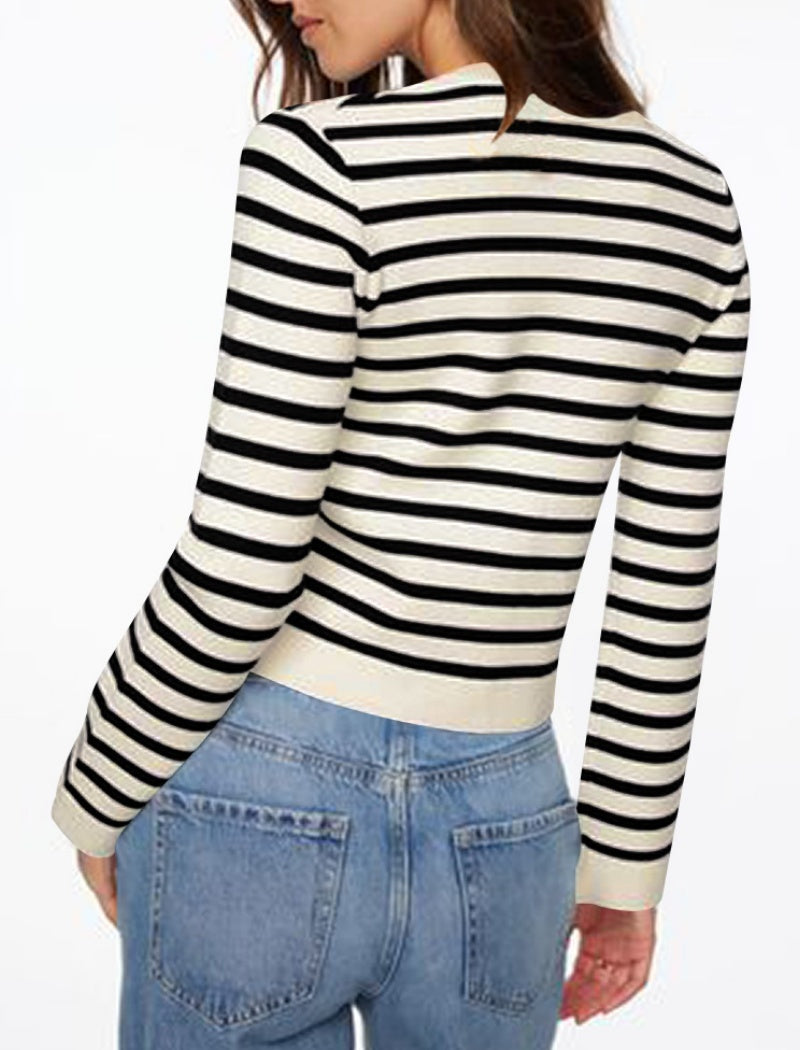 Buttoned Striped Cardigan