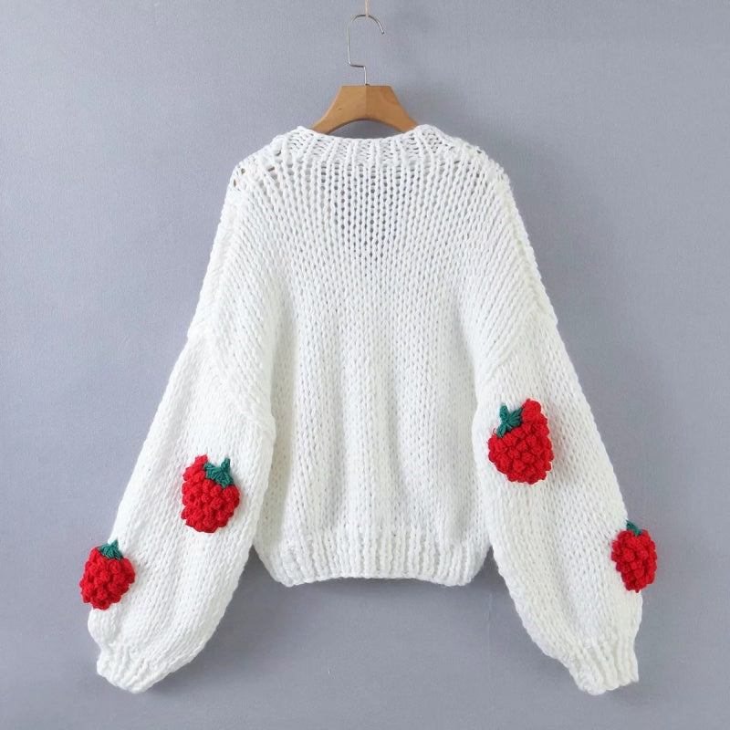 Strawberry Knit Oversized Cardigan