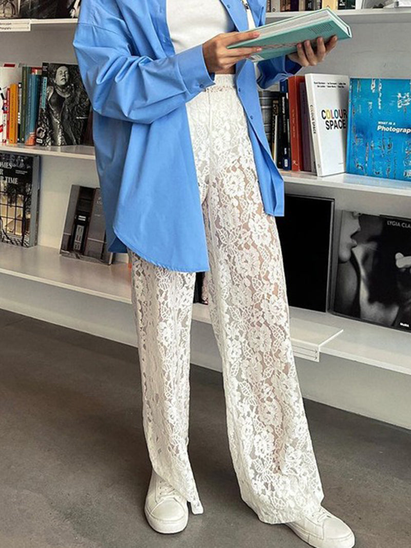 Wide-Leg Lace Pants