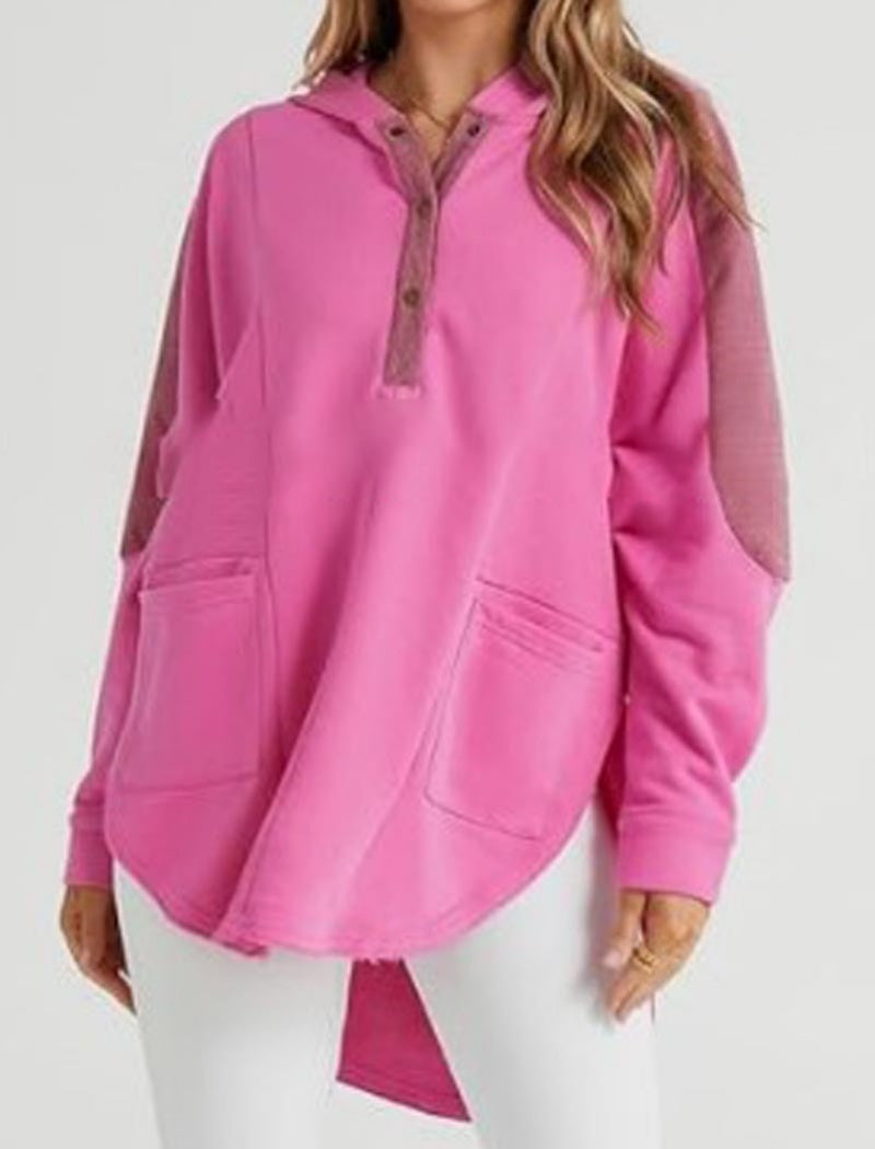 Hooded Button-Up Casual Tunic