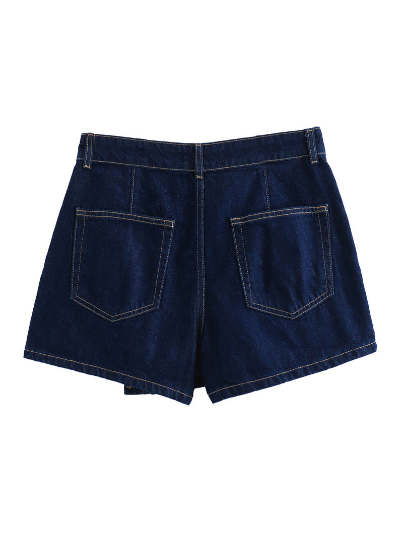 High-Waisted Denim Skort
