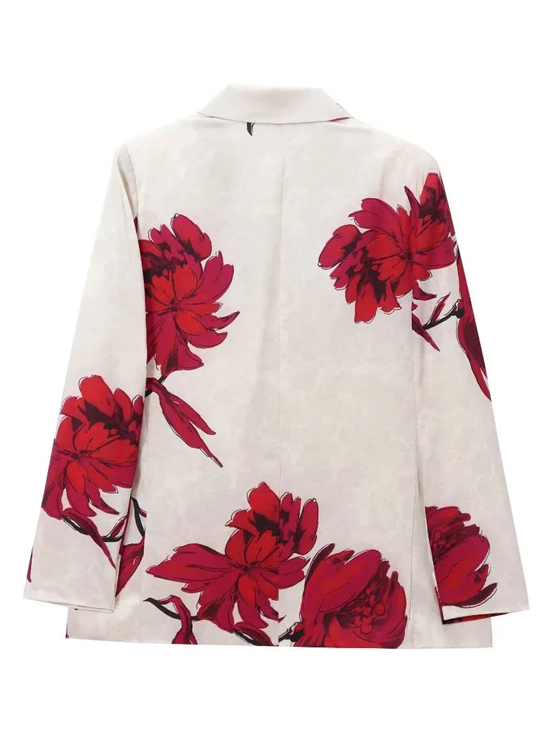 Floral Print Blazer and Pants Set