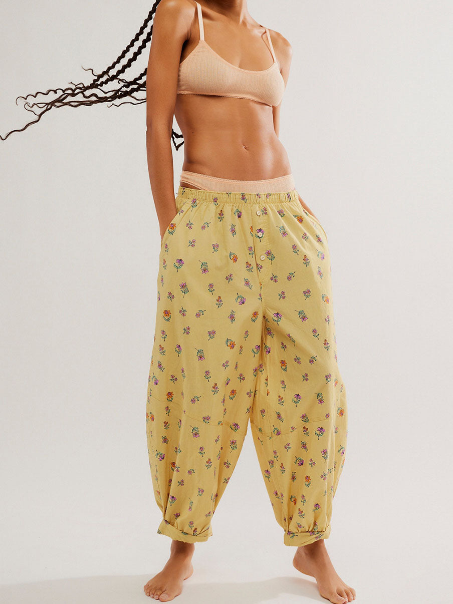 Floral Print Buttoned Pants