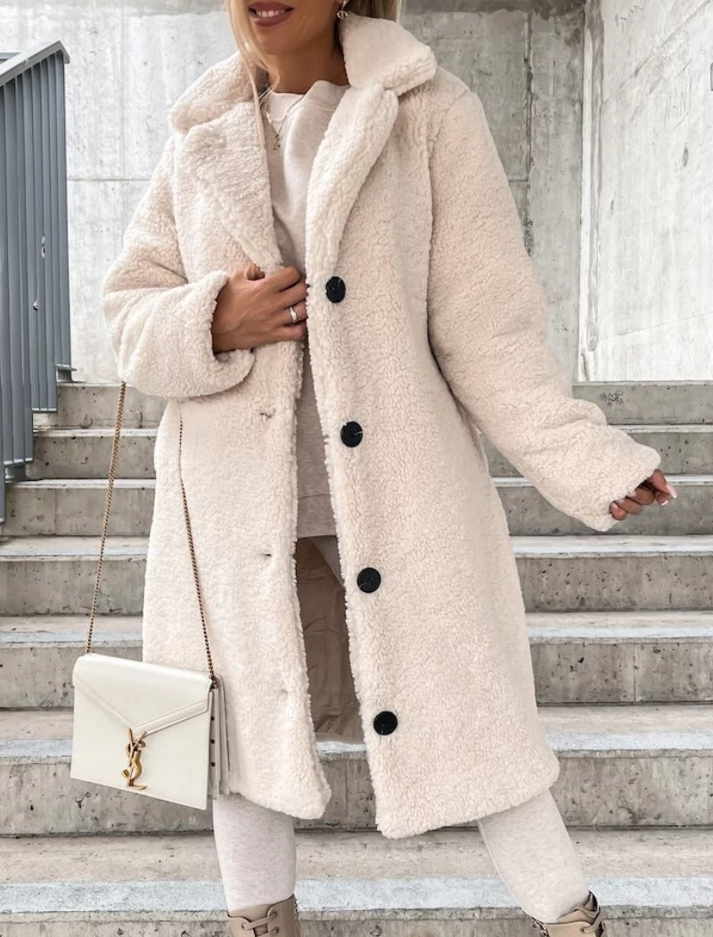 Button-Up Oversized Teddy Coat