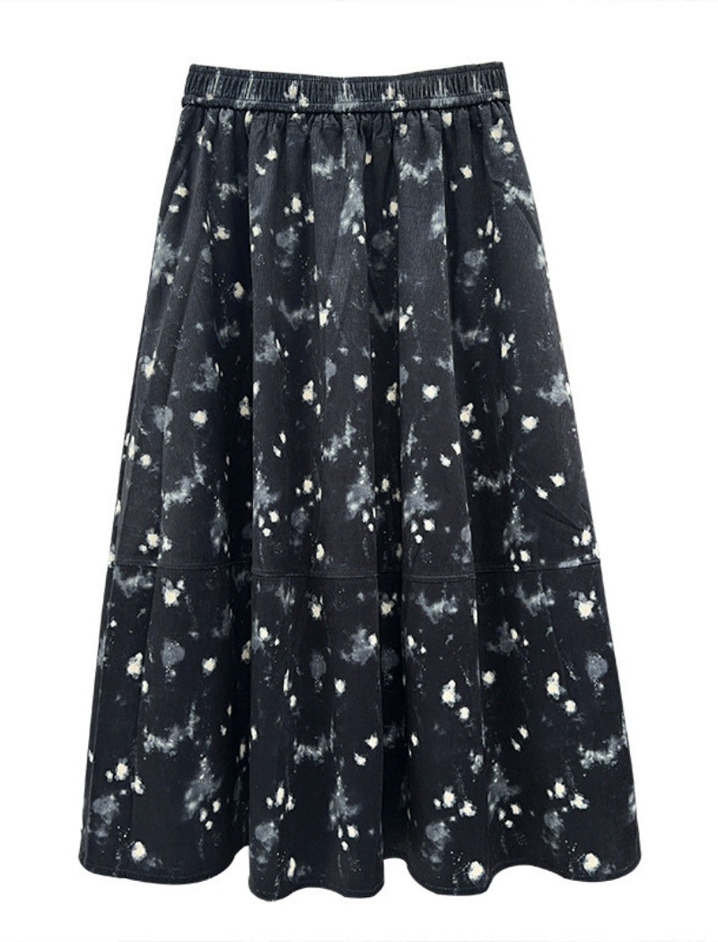 Vintage Print Midi Skirt