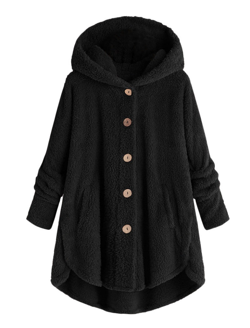 Button-Up Cozy Hooded Jacket