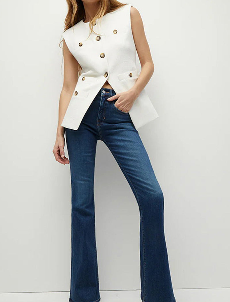 Sleeveless Double-Breasted Top