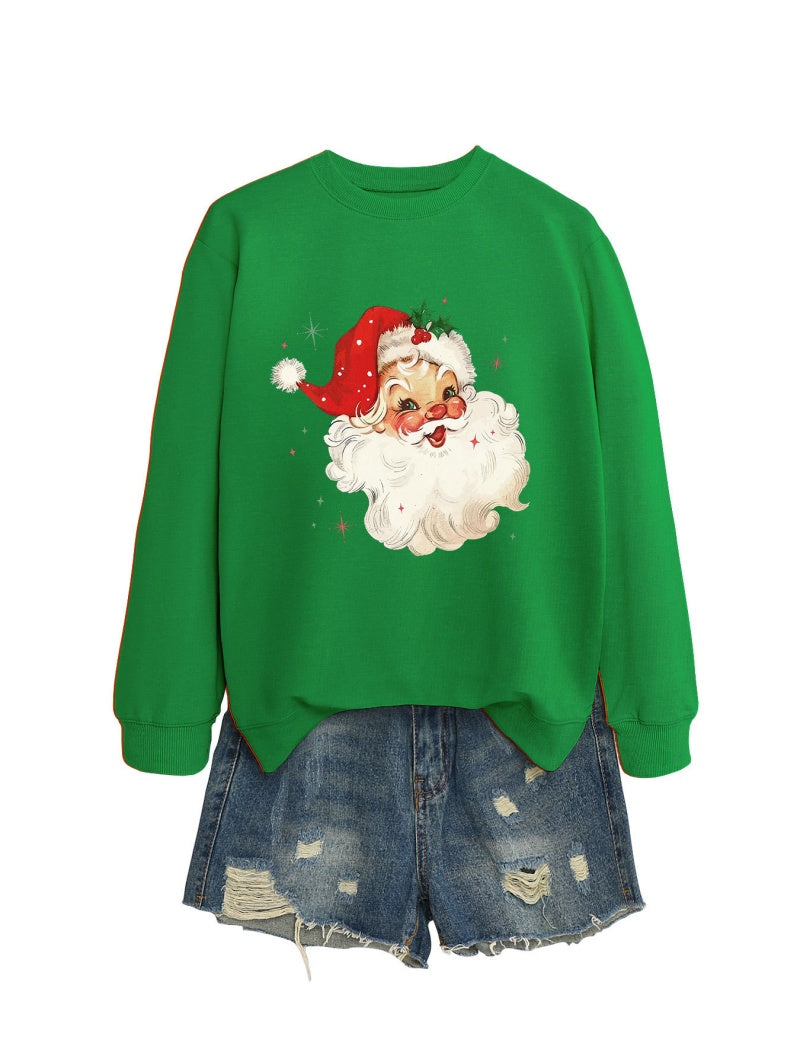 Vintage Santa Print Casual Top