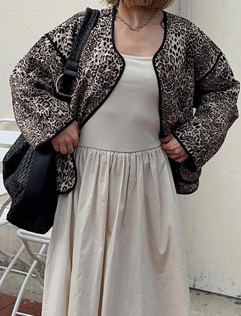 Leopard Quilted Bomber Jacket