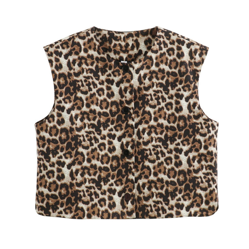 V-neck Printed Cardigan Vest