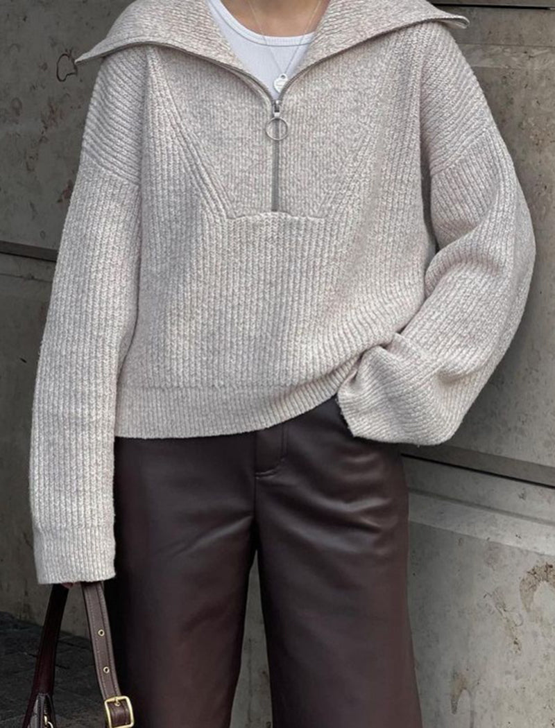 Long-Sleeve V-Neck Knit Pullover