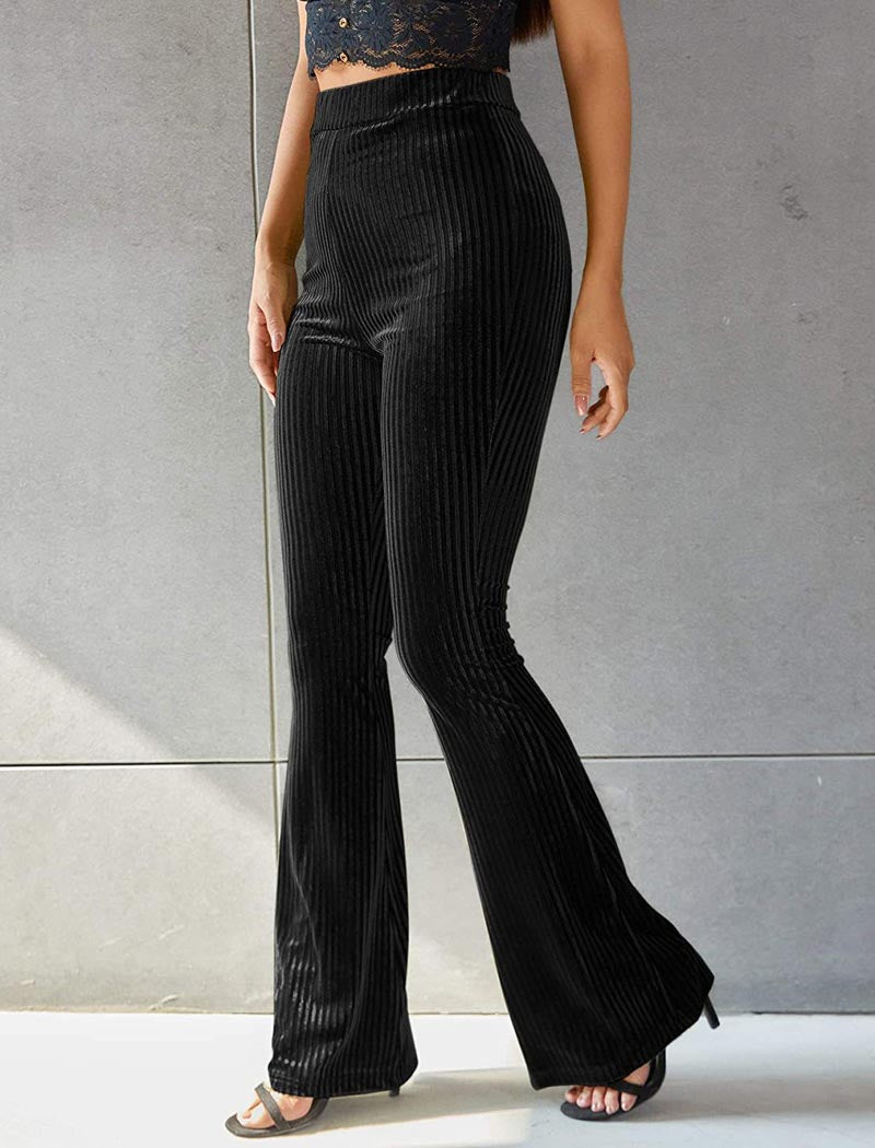 Velvet High-Waist Flared Pants