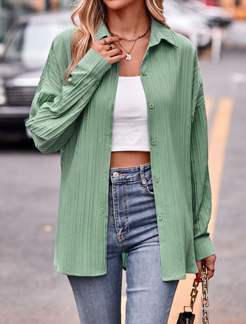 Pleated Button-Down Blouse for Versatile Styling