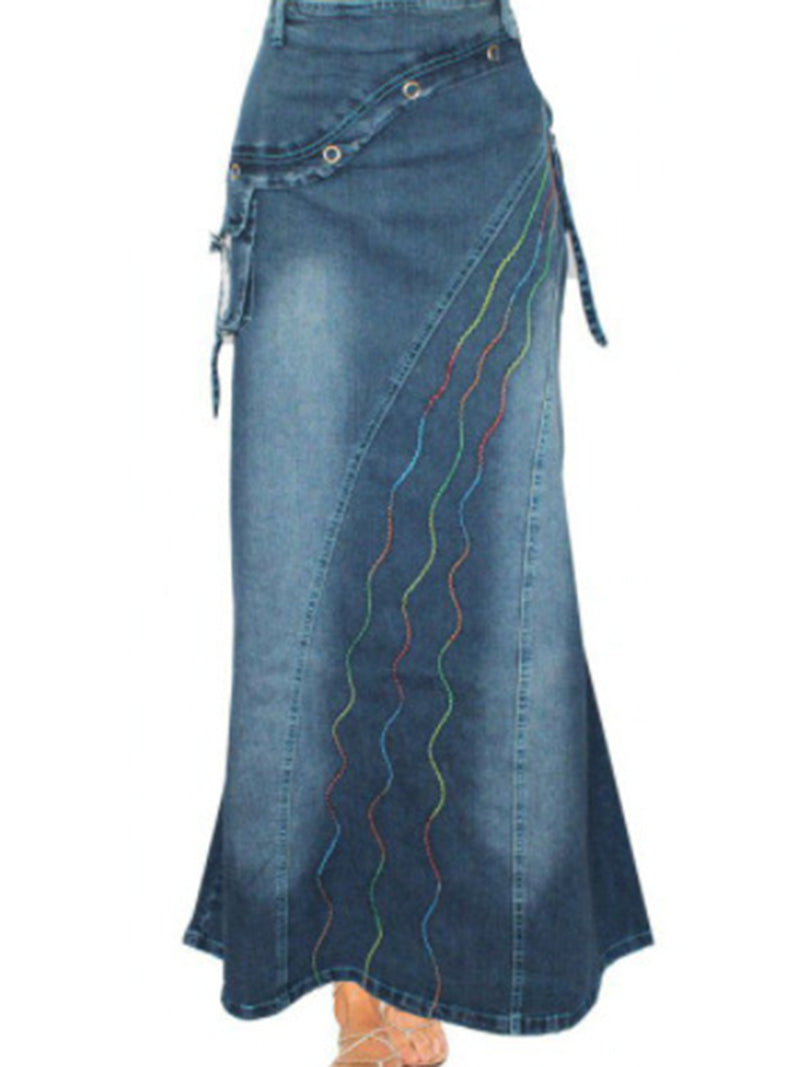 Asymmetrical Detailed Maxi Skirt