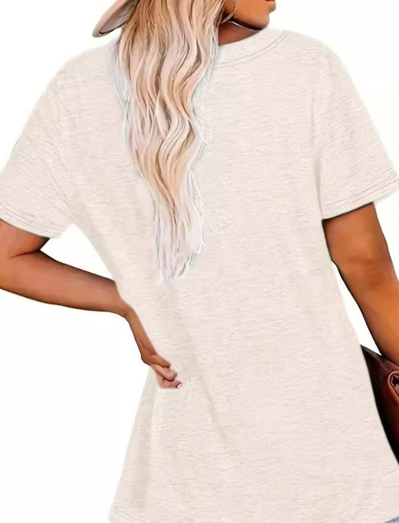 Christmas Printed Round Neck Short Sleeve T-Shirt