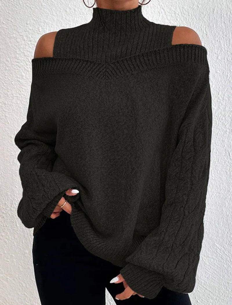 Cold Shoulder Turtleneck Sweater
