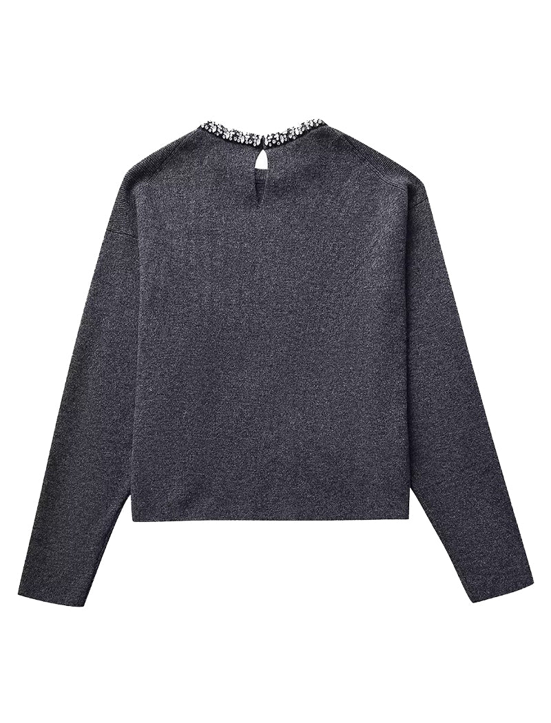 Knit Sweater with Diamond Collar