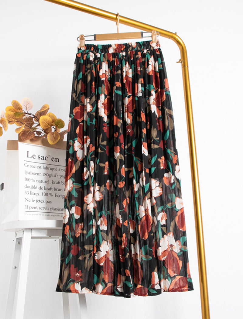 Floral A-Line Mid-Length Skirt