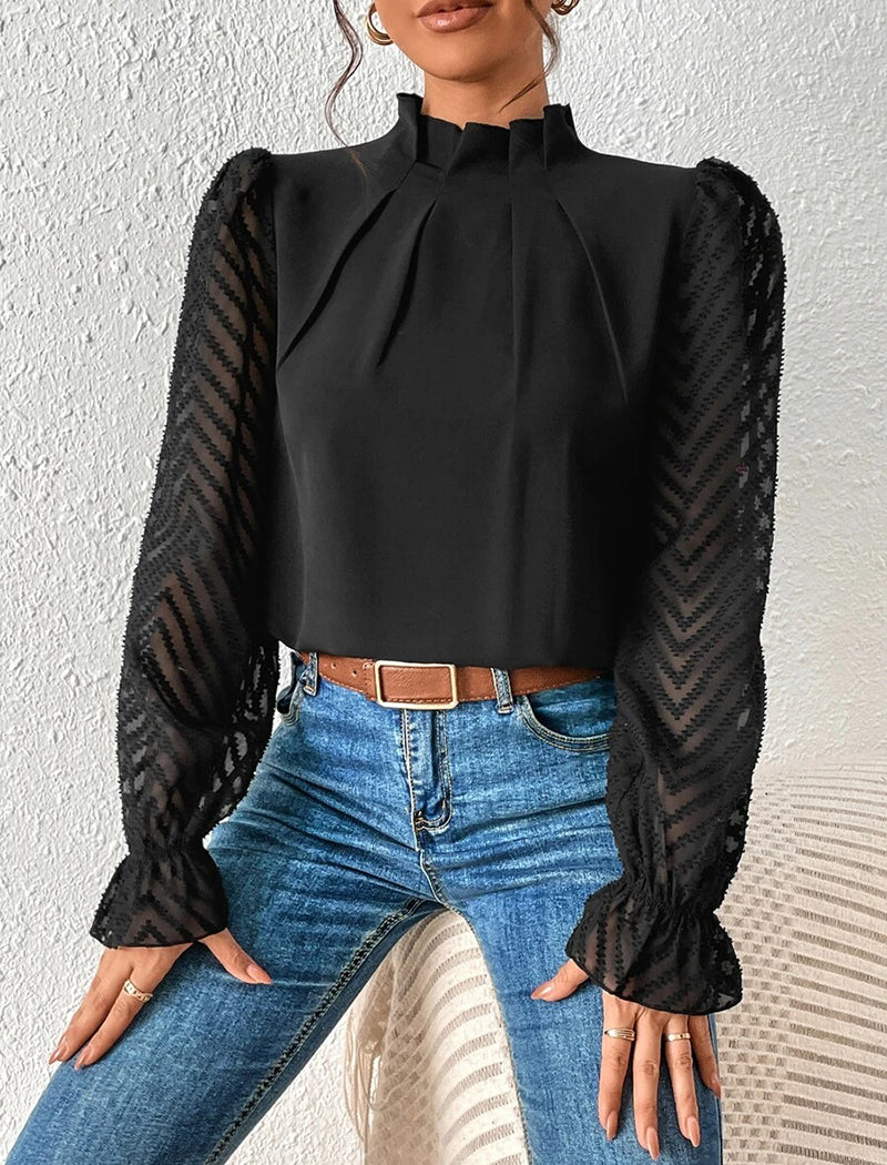 Sheer Sleeve Blouse