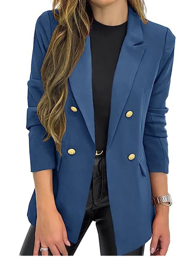 Buttoned Double-Breasted Blazer