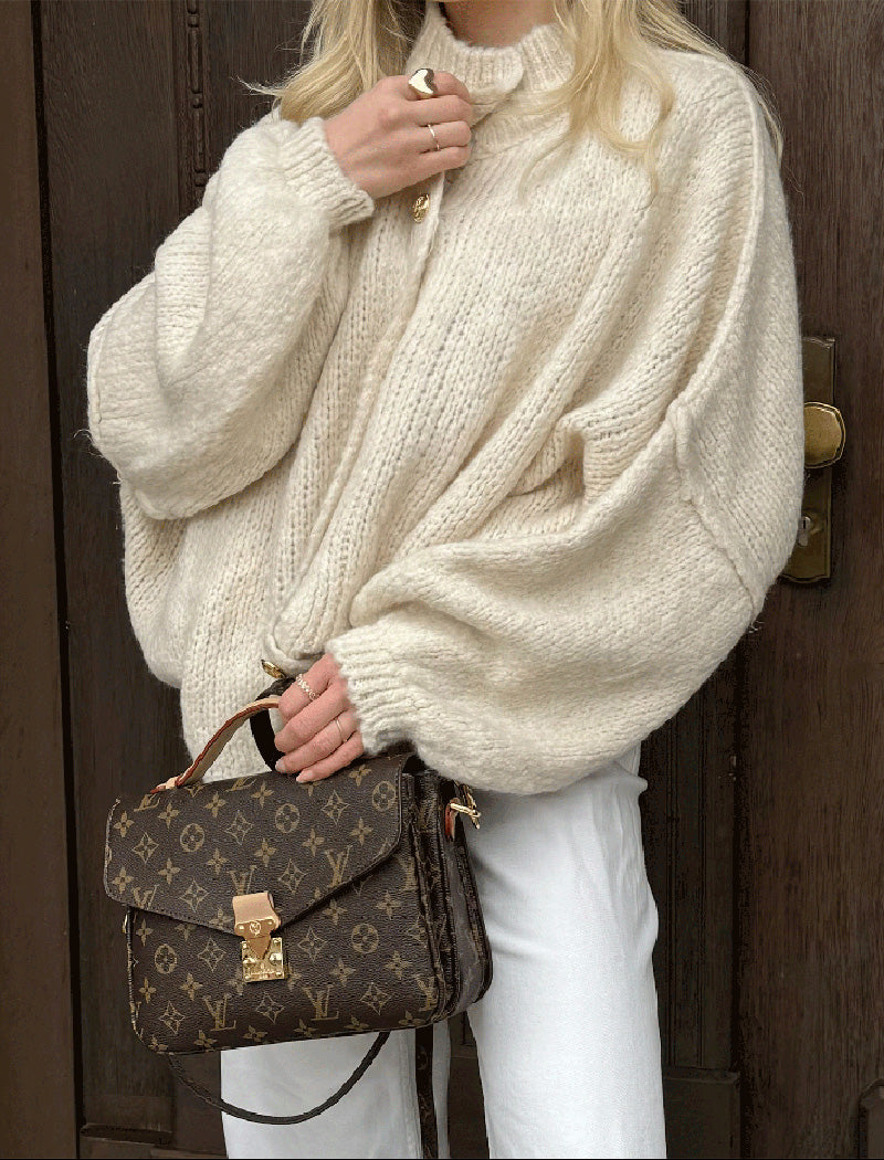 Button-Up Oversized Knit Cardigan