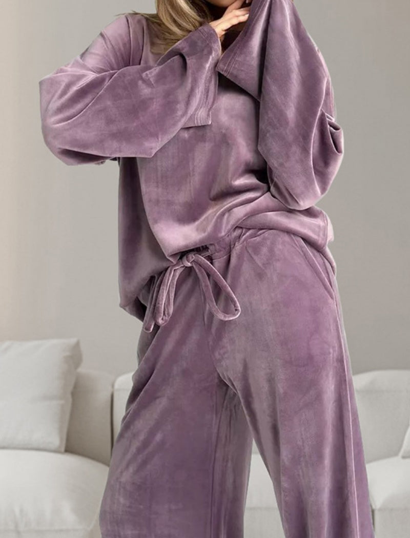 Velvety Lounge Set with Oversized Top