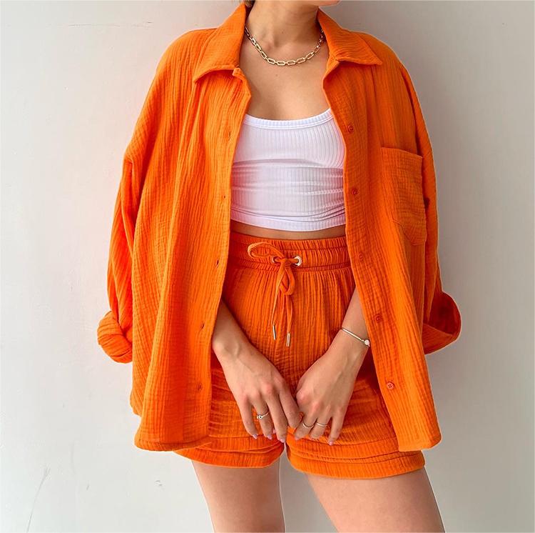 Casual Shirt and Drawstring Shorts Set